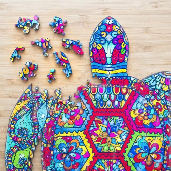 DIY Wooden Puzzle for Adults Children Each Piece Is Animal Shaped Christmas Gift Colorful Elephant Turtle Wooden Jigsaw Puzzles - Image 5